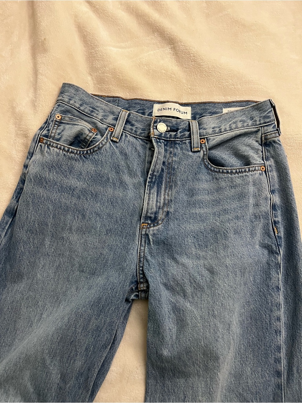 Denim Forum High-Rise Medium Blue Straight Jeans